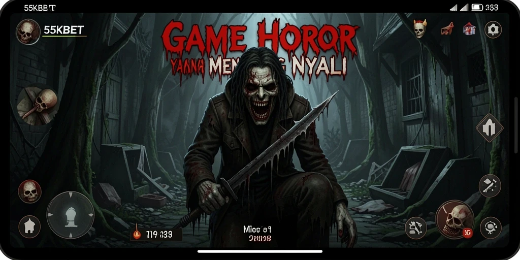 Screenshot gameplay 55KBET yang menampilkan adegan horor yang menegangkan.