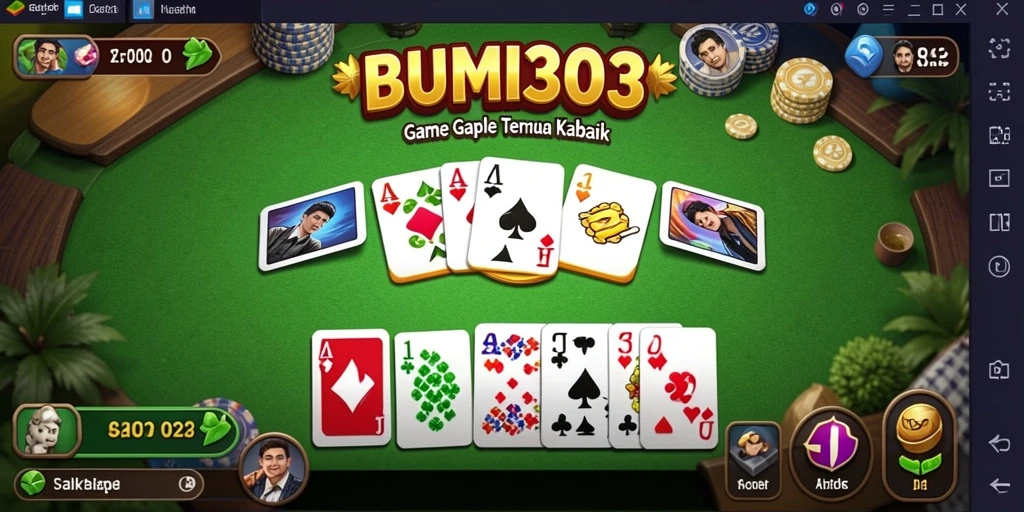 Screenshot gameplay BUMI303 dengan tampilan kartu Gaple.