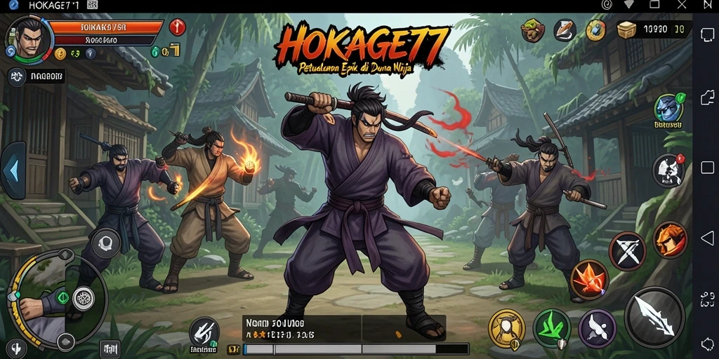 Tangkapan layar HOKAGE77 menunjukkan aksi mendebarkan dalam petualangan ninja.