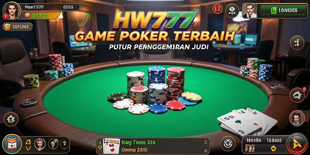 Screenshot HW777 menampilkan pertandingan poker yang mendebarkan dan interaksi pemain.