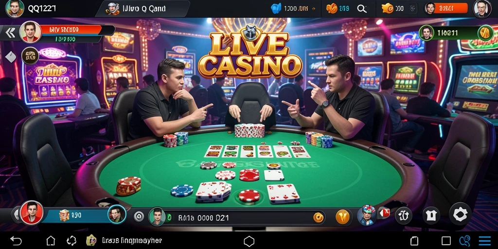 Tampilan gameplay menawan QQ1221 dengan dealer langsung.