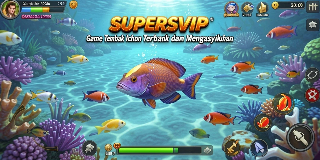 Tangkapan layar menampilkan aksi seru dalam game Tembak Ikan SUPERSVIP.