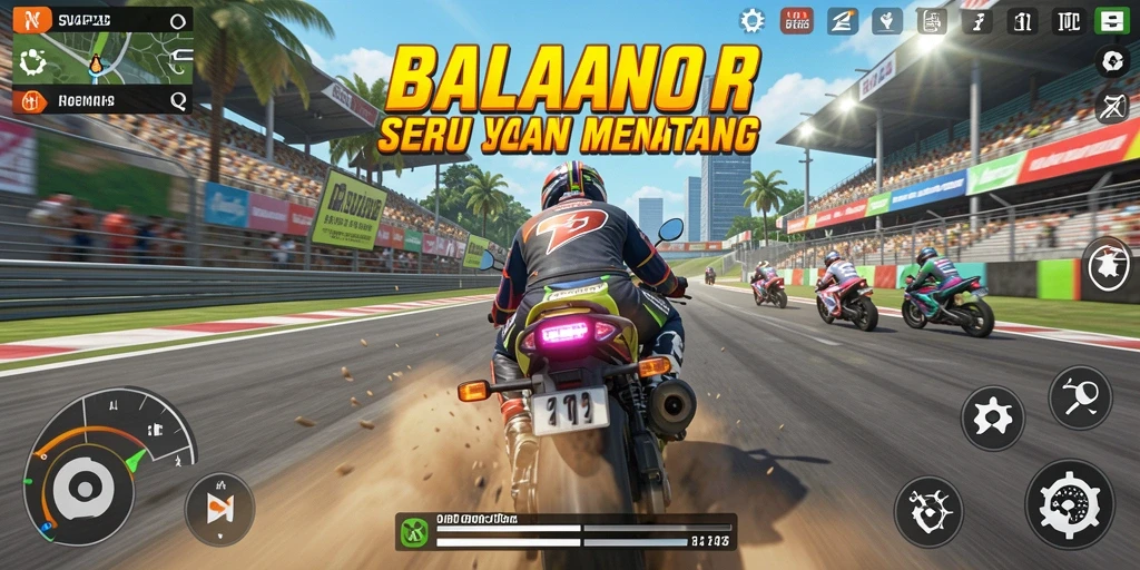 Tampilan gameplay <strong>SVIP2</strong> yang adiktif dalam balapan motor.