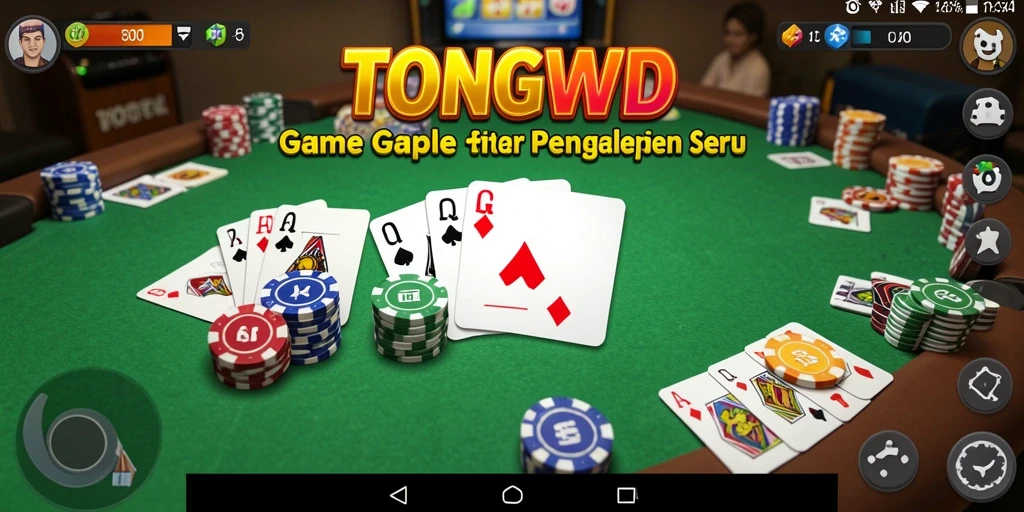 Screenshot gameplay TONGWD memperlihatkan suasana permainan Gaple yang menyenangkan.